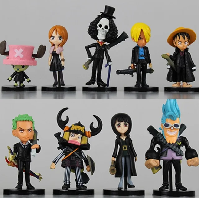 Cheap Japan Anime One piece Action Figure Rubber Man Luffy Nami Sanji Chooper Pirates Navigation Travel Figurines brinquedos 9pcs/Set 