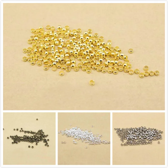 

2mm 2.5mm 3mm Golden Silve Bronze Plated Round Metal Beads Crimp End Beads Spacer Beads For Jewelry Making DIY Jewelry Findings