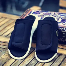 Для мужчин новые модные с круглым носком Тапочки На Плоской Подошве Мужской смешанных Цвет увеличение нижней толстой плоской подошве тапочки