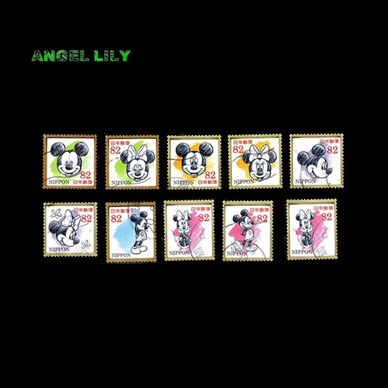 

10PCS/set , Used Japanese Cartoon Postage Stamps With Post Mark , For Collecting A0301