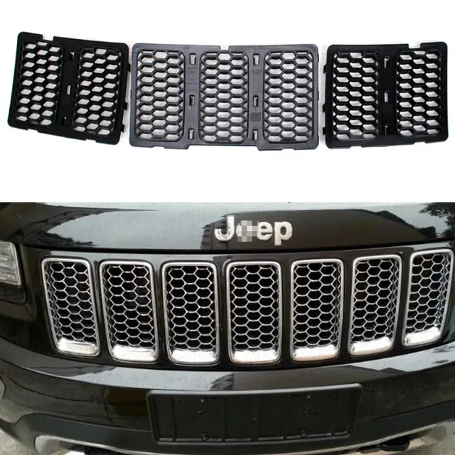 1Set Black ABS Auto Front Grill Mesh Grille Insert For Jeep Grand