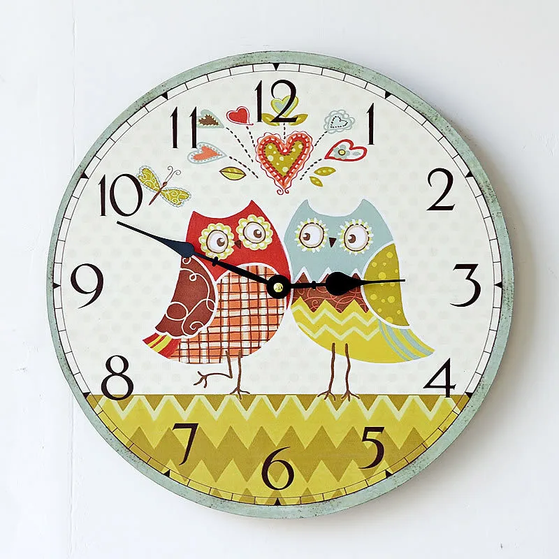 Pastoral Large Wooden Wall Clocks Decorative Wall Hanging Clock