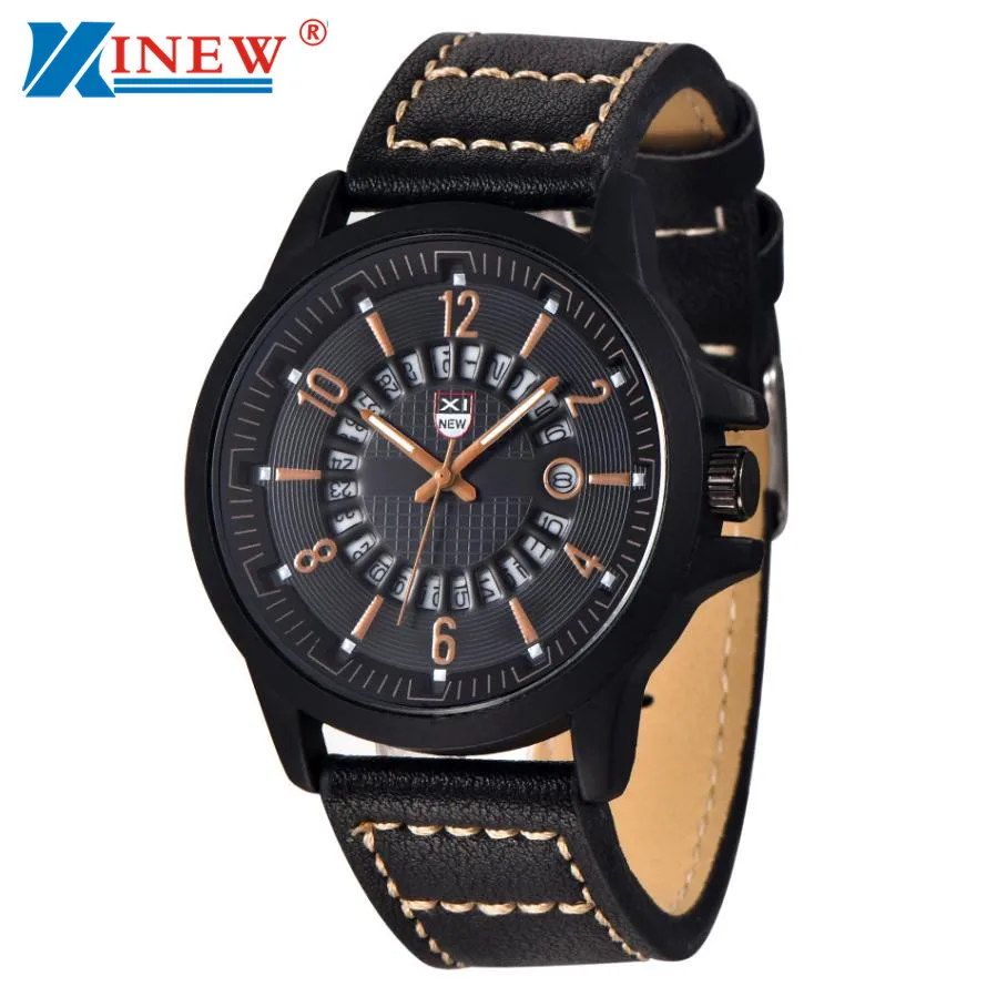 

Essential XINEW Fabulous Fashion Men's Leather Band Military Sport Analog Quartz Date Wristwatch Bangle Bracelet 17Tue15