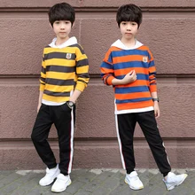 Spring Boys Clothing Set Teenage Boys Casual Suit Set 2pc Children Sets Hooded Sweatshirt+Pants Cotton Spring Boys Clothing Set Teenage Boys Casual Suit Set 2pc Children Sets Hooded Sweatshirt+Pants Cotton