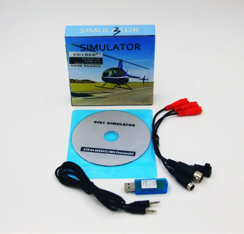 

8in1 USB Flight Simulator Cable (Phoenix,RealFlight G4,XTR,AeroFly,FMS) forFutaba ESky JR WFLY 4-8Ch Skill Traning Free Shipping