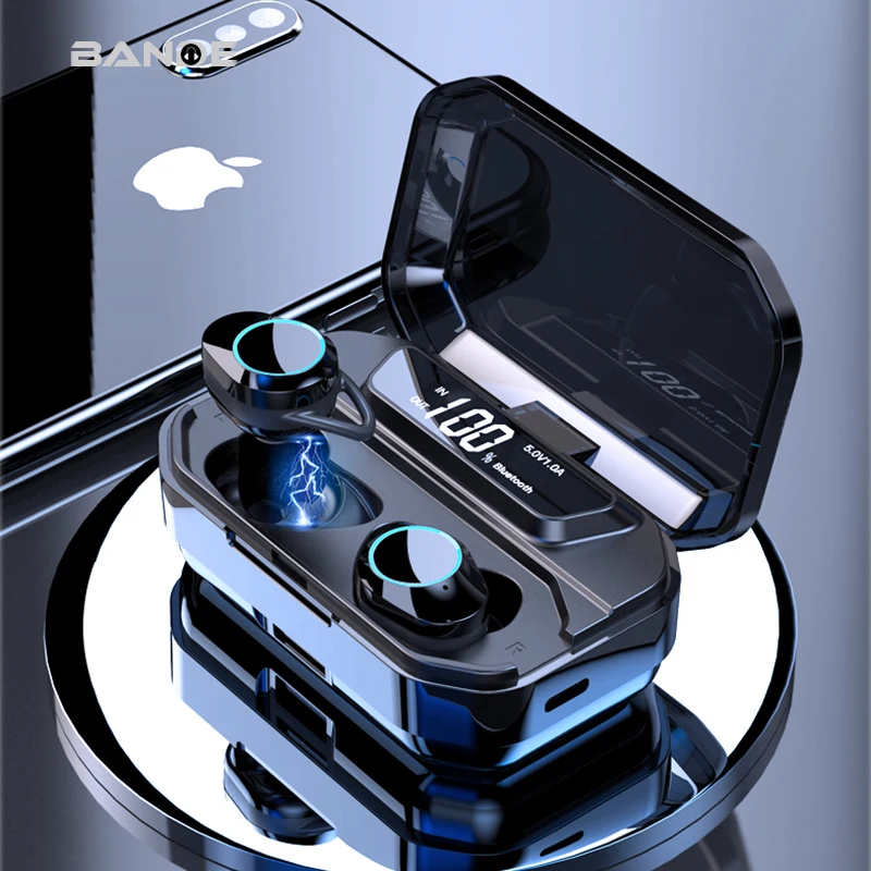 

BANDE TWS 3300mAh Charging Box And LED Screen Digital Display Bluetooth Earbuds 5.0 Bluetooth Headphone 3D Stereo Wireless Earph