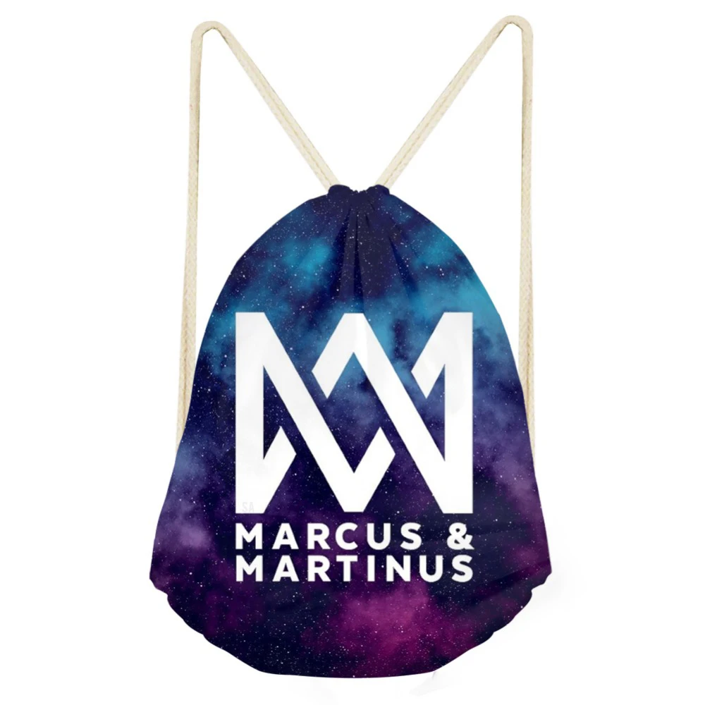 ThiKin Marcus and Martinus Logo Drawstring Bag Mochila Hip Hop Fans Fashion Storage Bag Women Backpack Girls DropShipping ThiKin Marcus and Martinus Logo Drawstring Bag Mochila Hip Hop Fans Fashion Storage Bag Women Backpack Girls DropShipping