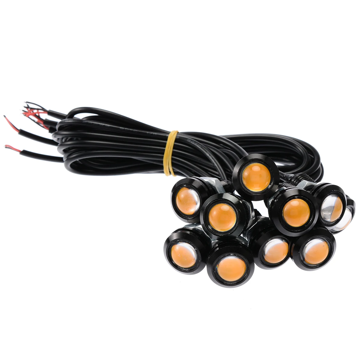 10pcs 12V 10W 18mm Amber Eagle Eye LED Lights COB LED Car Daytime Running DRL Head Tail Backup Light