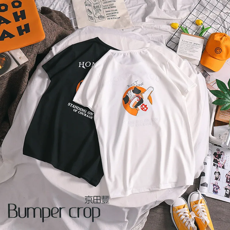 

BUMERCROP Vintage Stripped T Shirt Clothes for Women Summer Tops Letter 90's Baby PANDA Cartoon aesthetic 90s