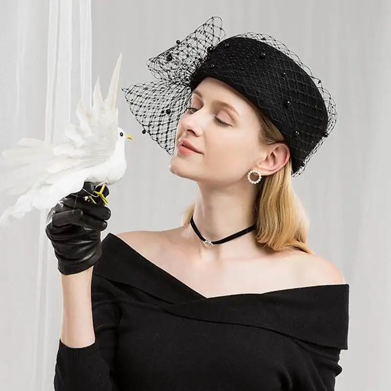 ladies black formal hats