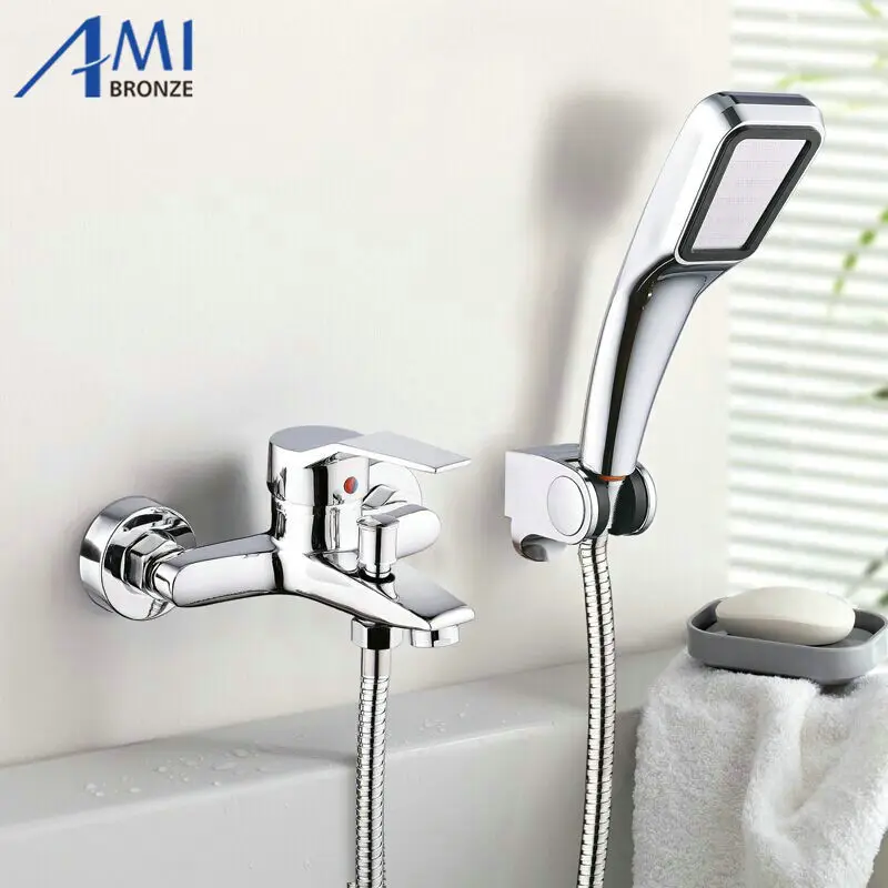 Amibronze Wall Mounted Bathroom Faucet Bath Tub Mixer Tap With