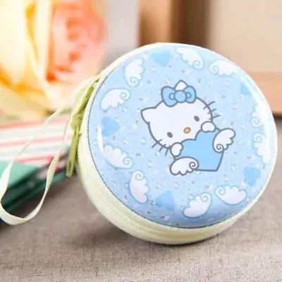 Hello kitty мини держатель сумки для наушников Аксессуары Наушники вкладыши коробки для перевозки для наушников чехол Ключи, монеты наушники для путешествий - Цвет: Синий