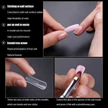 

1box Reusable Nail Extention Model Transparent Quick Lengthen Nail Mold for Manicure HJL2019