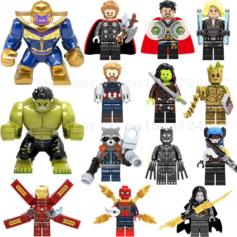 Super Heroes Marvel Avengers Infinity War Iron Man Thanos Thor Black Panther Falcon Gamora Hulk Building Blocks toy