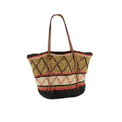 Геометрическая соломинка с узором пляжные сумки путешествия отдых сумка на плечо модная сумка ручной работы тканые сумки вместительные