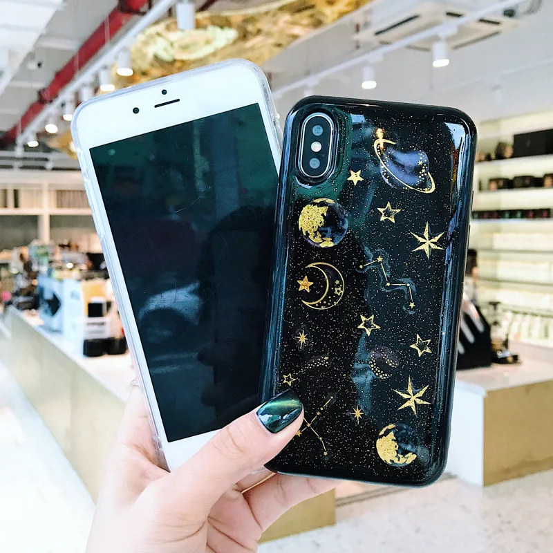Блестящий Мягкий чехол Saturn Glitter Moon для iPhone 7 Plus 6 6S 8 plus телефона 11 pro max X Xs Xr|Бамперы| |