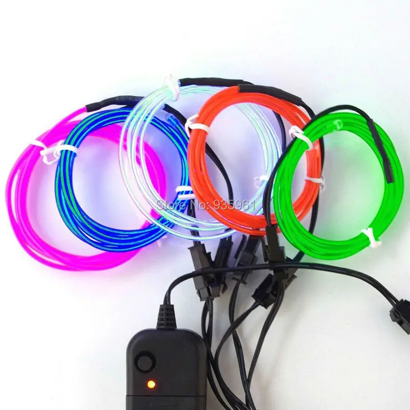 2AA Battery Powered 1M*5 LED light EL Wire 1 to 5 Tube Rope Flexible