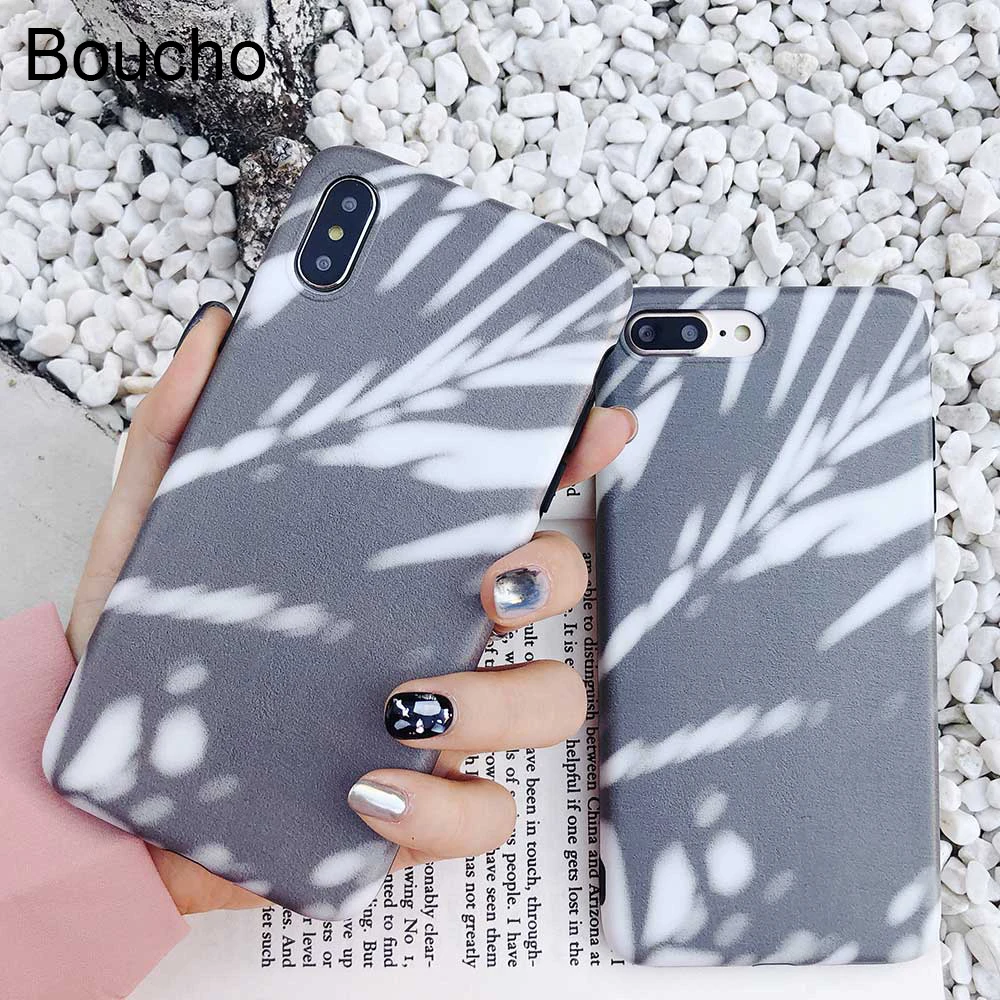 

Boucho fashion cartoon leaf shadow pattern case for iphone Xs MAX XR X phone cases for iPhone 6 6S 7 8 Plus XS back cover Coque