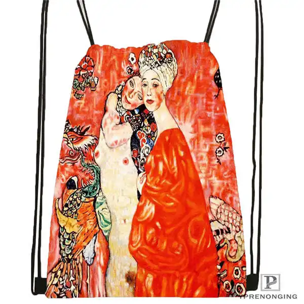 Custom gustav klimt Drawstring рюкзак сумка милый рюкзак дети ранец(черная спинка) 31x40cm#2018612-01-(5 - Цвет: Drawstring Backpack