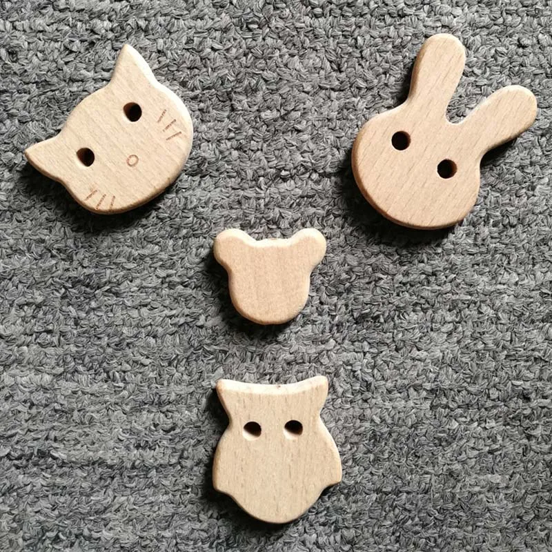 

1pc Natural Wood Bears Heads Beads Jewelry Making For Teeth Beech Wooden Teether DIY Dummy Clip Chains Baby Teethers