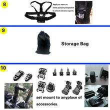 Gopro accessories set Gopro hero 5 waterproof protective case chest mount Monopod for gopro hero 5 tripod for go pro HERO 5