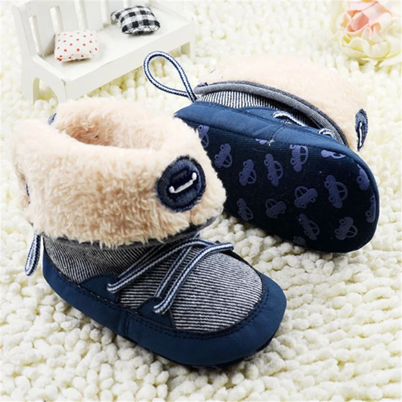 0-18 месяцев, зимние Утепленные ботинки для маленьких мальчиков, обувь на мягкой подошве со шнуровкой, детская обувь для малышей, зимняя Нескользящая повседневная обувь