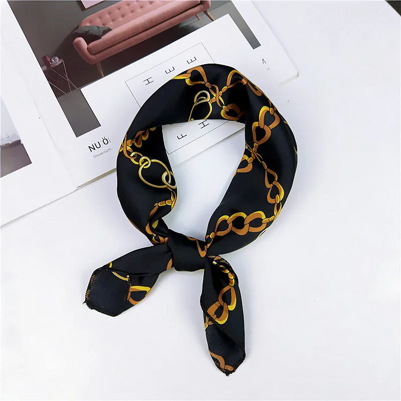 fashion Square Scarf Hair Tie Band Party Women Elegant Small Vintage Skinny Retro Head Neck Silk Satin Scarf, square scarves - Цвет: 28