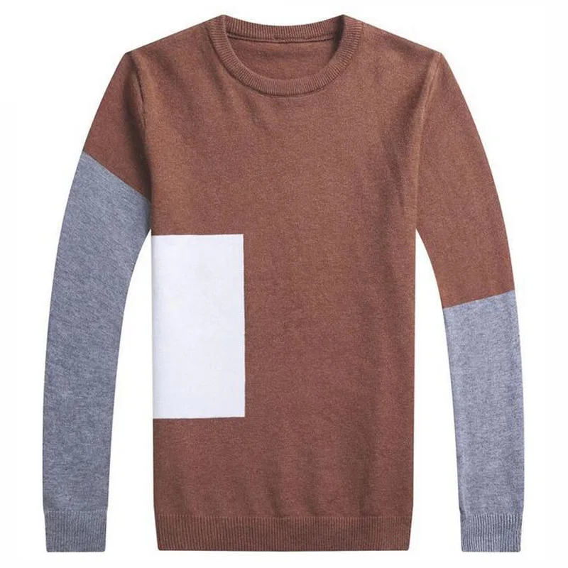 Мужской моды Slim тонкой Лоскутная Стиль свитер Для мужчин Фирменный Пуловер Свободные свитеры Для мужчин с О-образным вырезом из хлопка