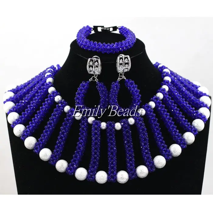 Glamorous Royal Blue Crystal Beads Jewelry Set Nigerian Wedding Costume African Beads Bridal Jewelry Set Free Shipping ALJ404 Glamorous Royal Blue Crystal Beads Jewelry Set Nigerian Wedding Costume African Beads Bridal Jewelry Set Free Shipping ALJ404