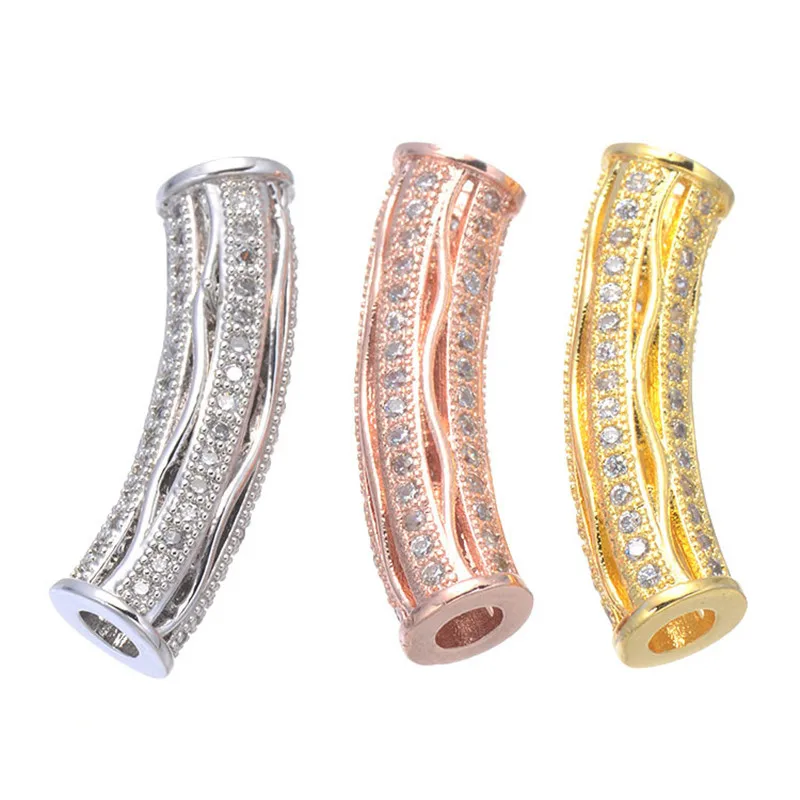 Supplies For Jewelry Zircon Crystal Bead Tubes For Bracelet Jewelry Making Wholesale Copper