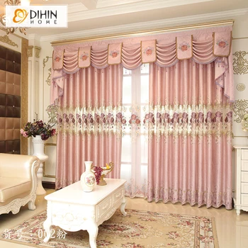

New Embroidered European Valance Blackout Curtains Customized Curtain Drapes