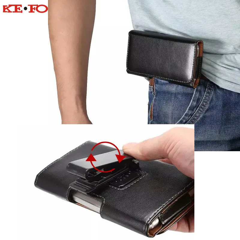 

KEFO Belt Clip Leather Case For Samsung Galaxy S9 Plus S8 Plus S3 S4 S5 S6 S7 Edge 360 Rotating Holster Cover Universal Coque