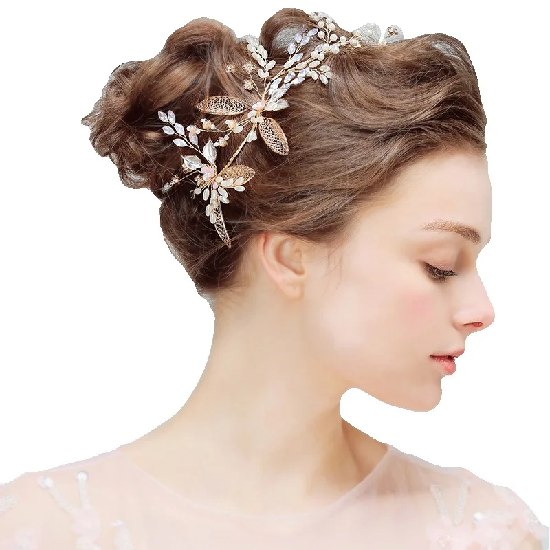 Свадебные украшения для волос заколка для волос с кристаллами Романтический Европейско-американский стиль аксессуары для волос для свадьбы повязка на голову с цветочным узором шпилька для волос ручной работы