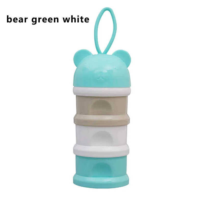 Мультяшные закуски конфеты поставки 1 шт. коробка для сухого молока детские инструменты для кормления Портативный три сетки пластиковый контейнер для молока новорожденных - Цвет: bear green white