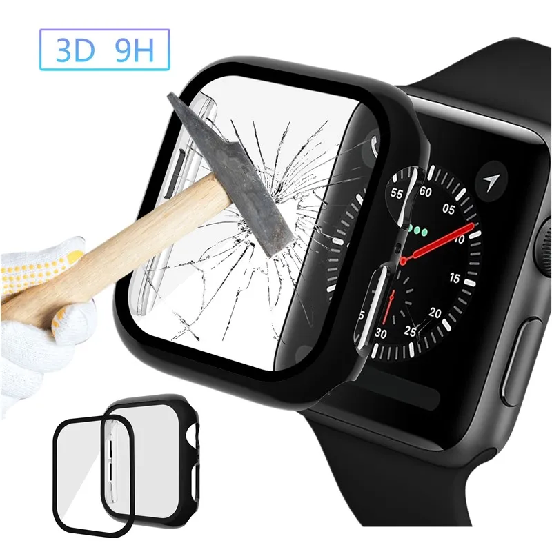 3D полное покрытие закаленное Стекло+ протектор для наручных часов Apple watch 4 Чехол Экран сменная Крышка для наручных часов iWatch серии 44/40 мм Акссесуары