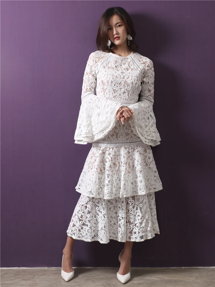 Women Summer Long Maxi Dress 2019 Vintage Sexy Party Night Elegant Embroidery Ruffled White Dress (7)