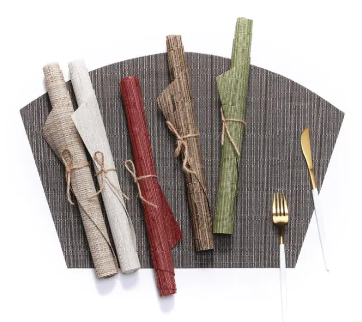 

1pc 45x30cm Sector PVC Tablecloth Bamboo Lines Table Cover Heat Insulation Tableware Mat Pad Eco Table Decoration Collection