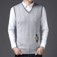Мужская Новая мода дизайн плед кашемировый свитер жилет мужской v-образный вырез плед без рукавов шерстяной свитер Пуловеры