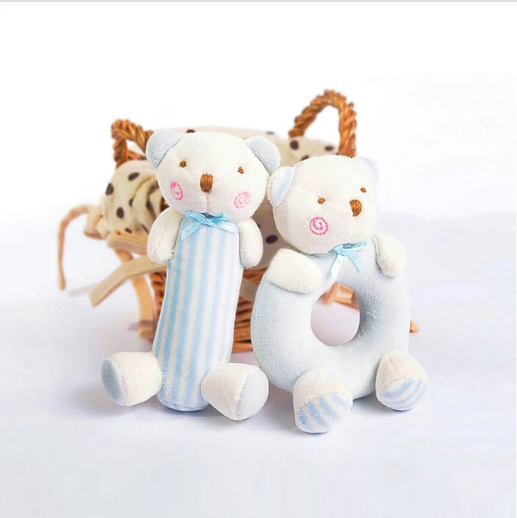 Baby Cartoon Rabbit Plush Rattle Ring Bell Newborn Hand Grasp Soft Toys L