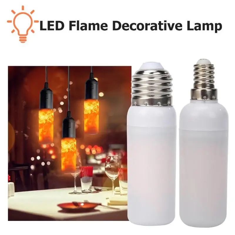 

7W E27 E14 7W LED Flame Effect Fire Light Bulb Flickering Emulation Decor Lamp Sensor Flame Lights for Christmas Holiday