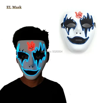 

Fluorescent Led Neon Flashing Mask korku Face Light Mask EL Wire Cool Night Glowing Mask With 3V Steady On Driver