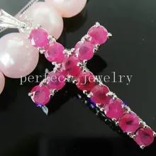 Подвеска с рубином крест кулон натуральный рубин с 925 стерлингового серебра ювелирные украшения 0.15ct* 12 шт драгоценный камень#15022502