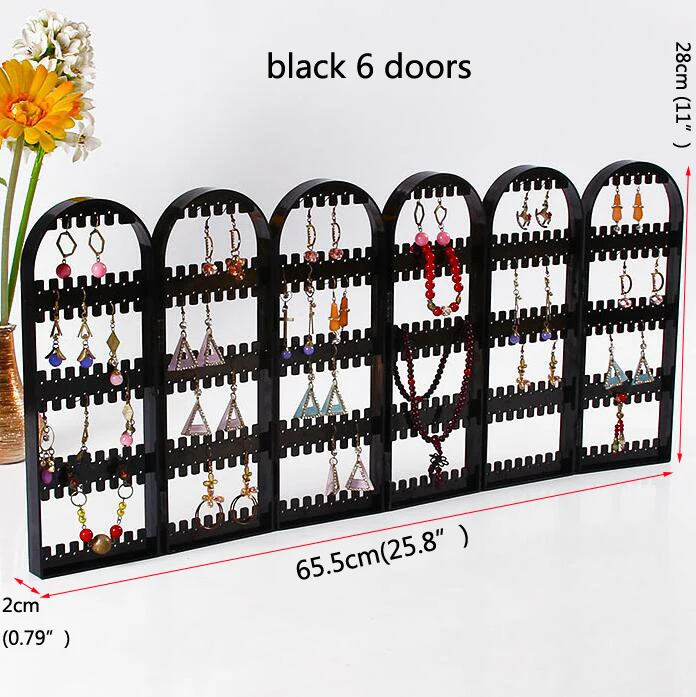 

Jewelry Organizer Plastics Earring Storage 6Doors Design Nice Jewelry Hanging Holder Rack Acrylics Jewelry Display Stand Earring