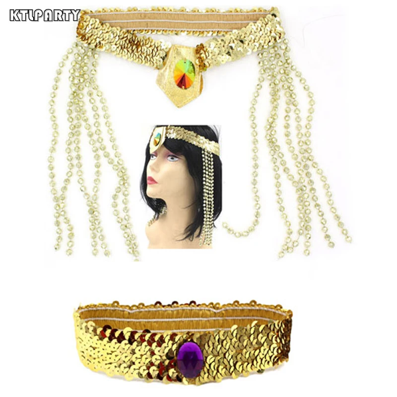 

KTLPARTY adult children gold Sequins Roman Egypt Egyptian Cleopatra Headband hairband Women Queen Fancy Dress Hair Accessories