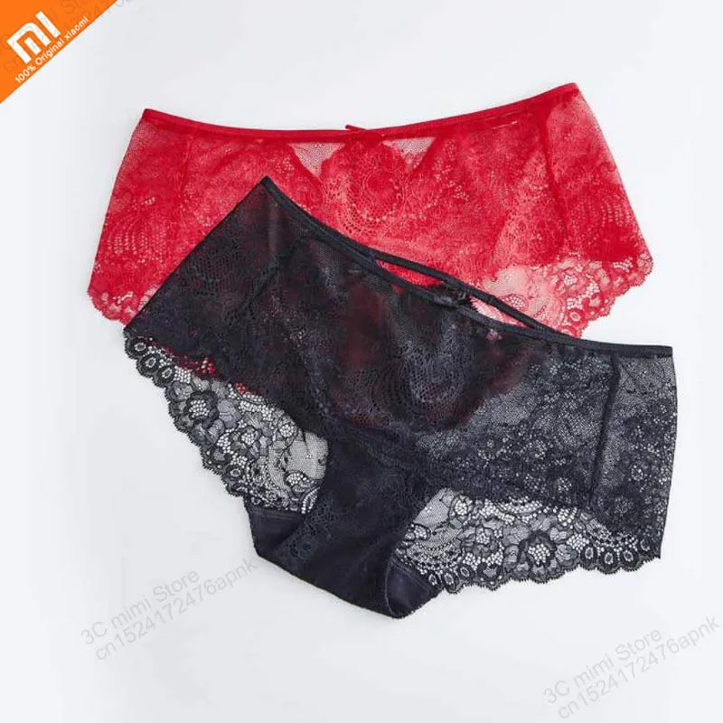

Original xiaomi mijia sexy ladies middle waist romantic lace bag hip briefs women's underwear smart smart home