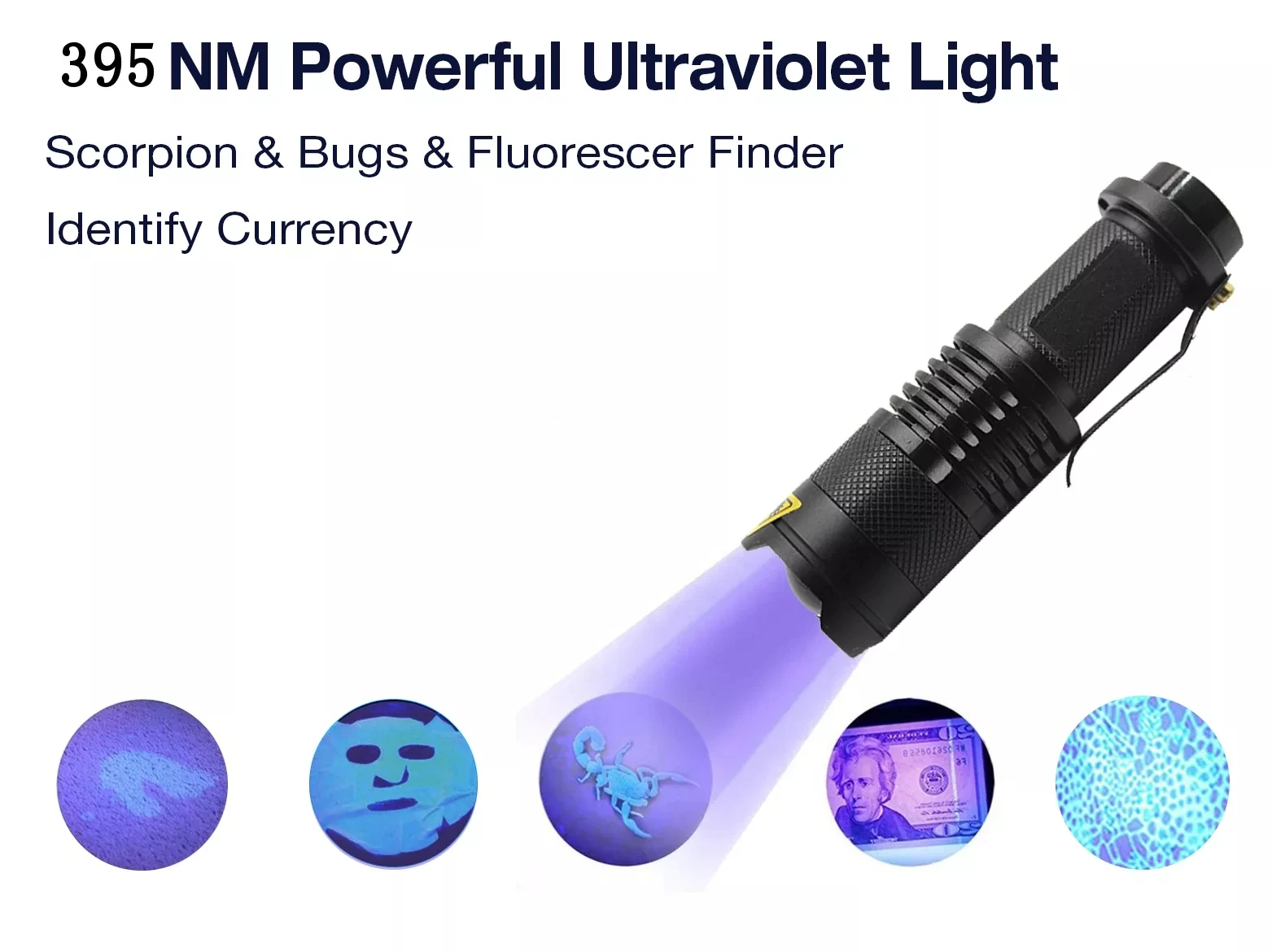 УФ-светильник-вспышка, фиолетовый светильник с функцией масштабирования, мини-УФ-черный светильник, детектор пятен в моче для домашних животных, с функцией скорпиона, с батареей AA/14500