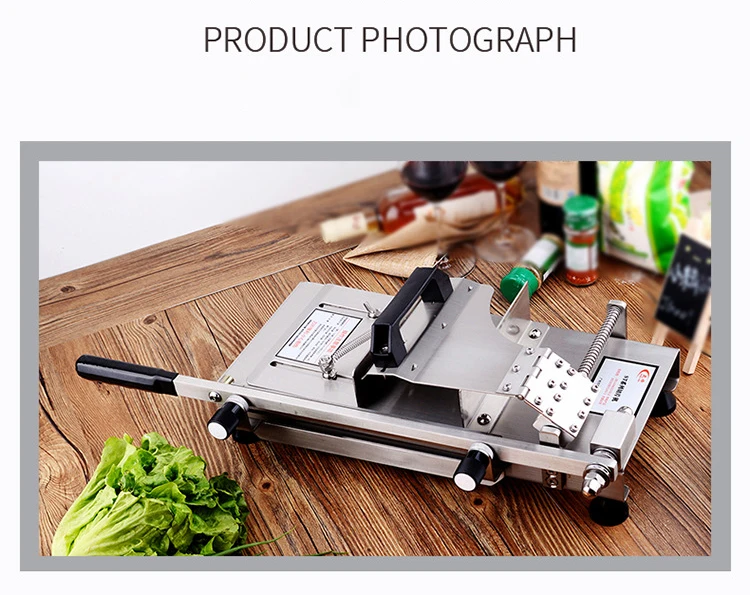 Description Picture 4 of itemCommercial slicer stainless steel cut lamb fat beef bacon ham slice planer for hot pot Manual Frozen meat slicer machine