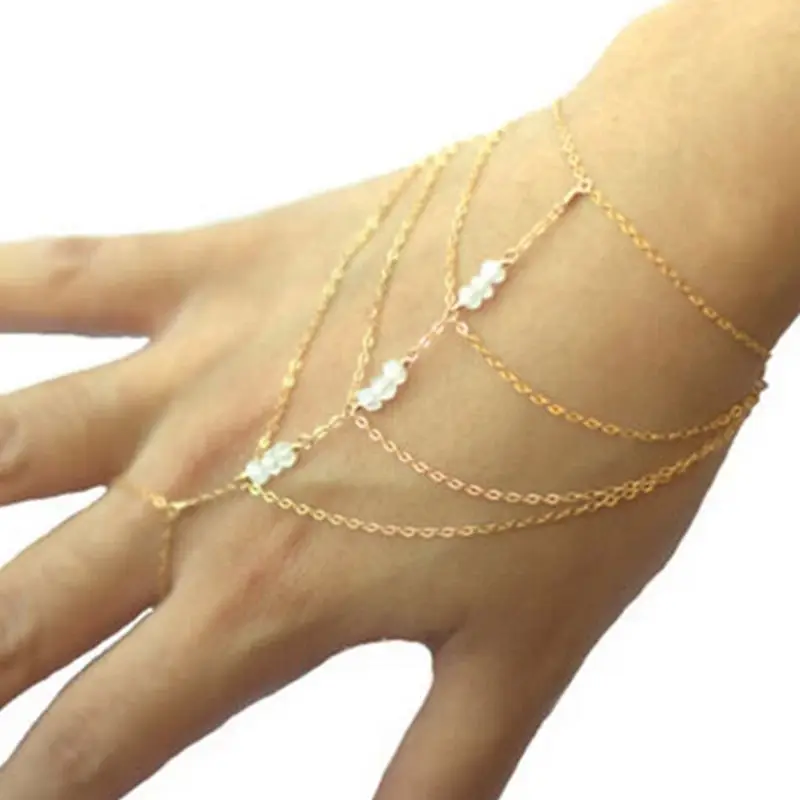 1 pc Tassel Bracelet Bangle Finger Hand Harness Gold Slave Celebrity