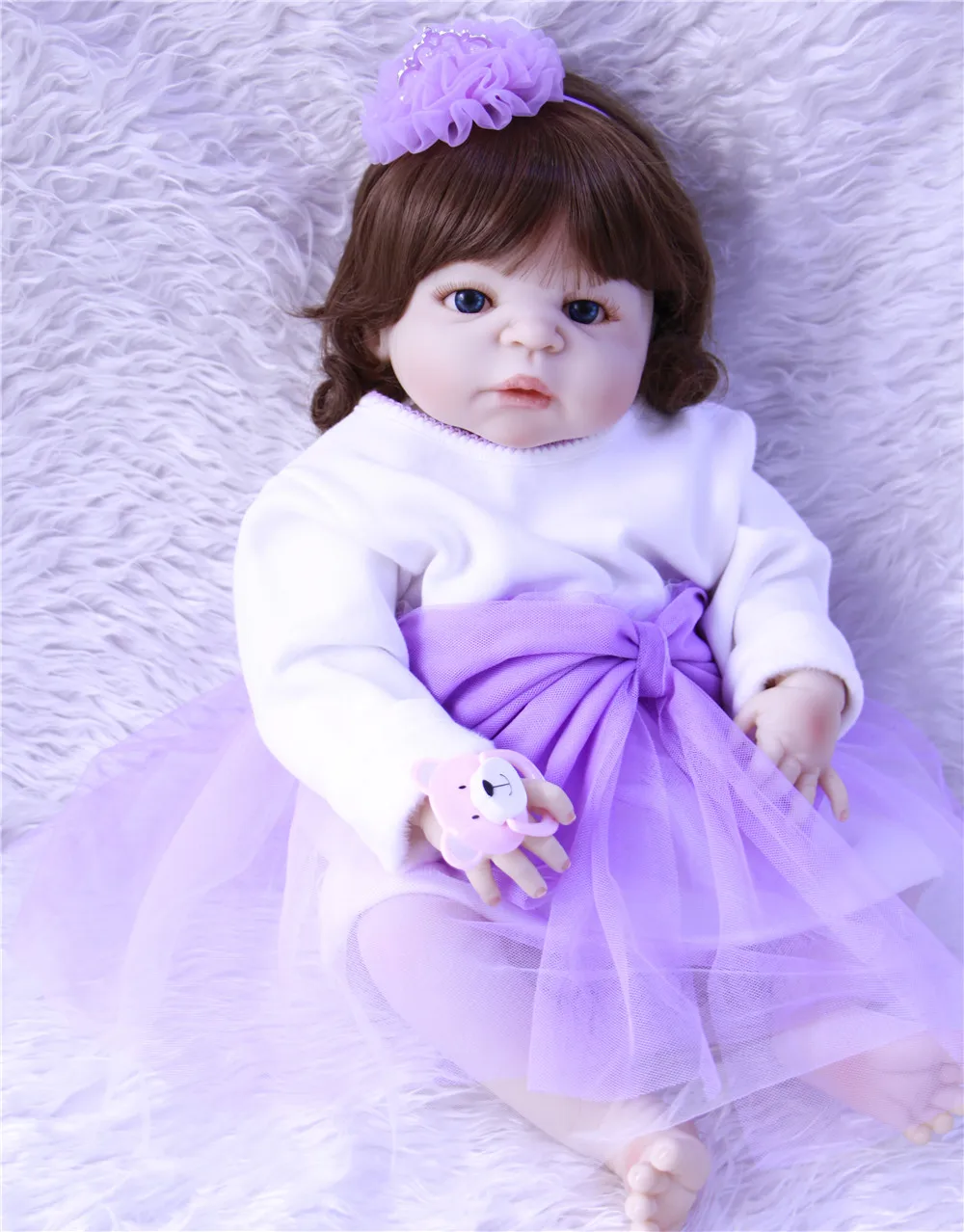 

NPK 23"full body silicone reborn baby girl dolls kids gift BJD bathe toy doll bebes reborn com corpo de silicone menina boneca