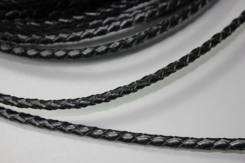

1 Yard 3mm Round Black Braided Real Leather Bolo Strap, 3mm Braid Leather Cord for Jewelry Making BP3M38